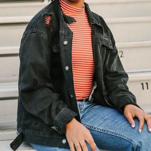 No More Parties Distress Denim Jacket